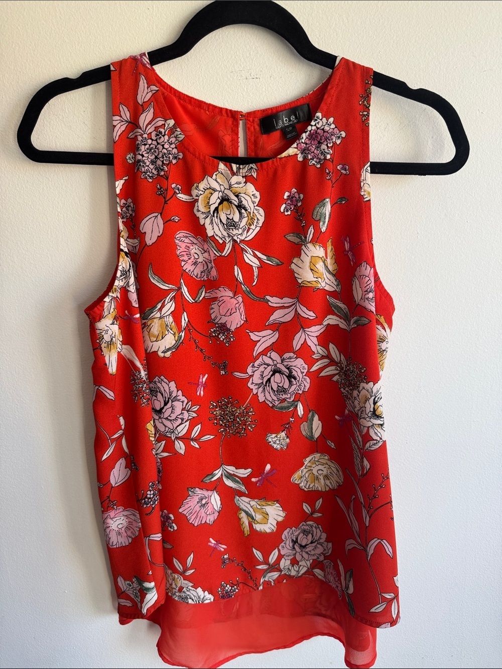 Sleeveless Floral Orange Top Size Small Petite